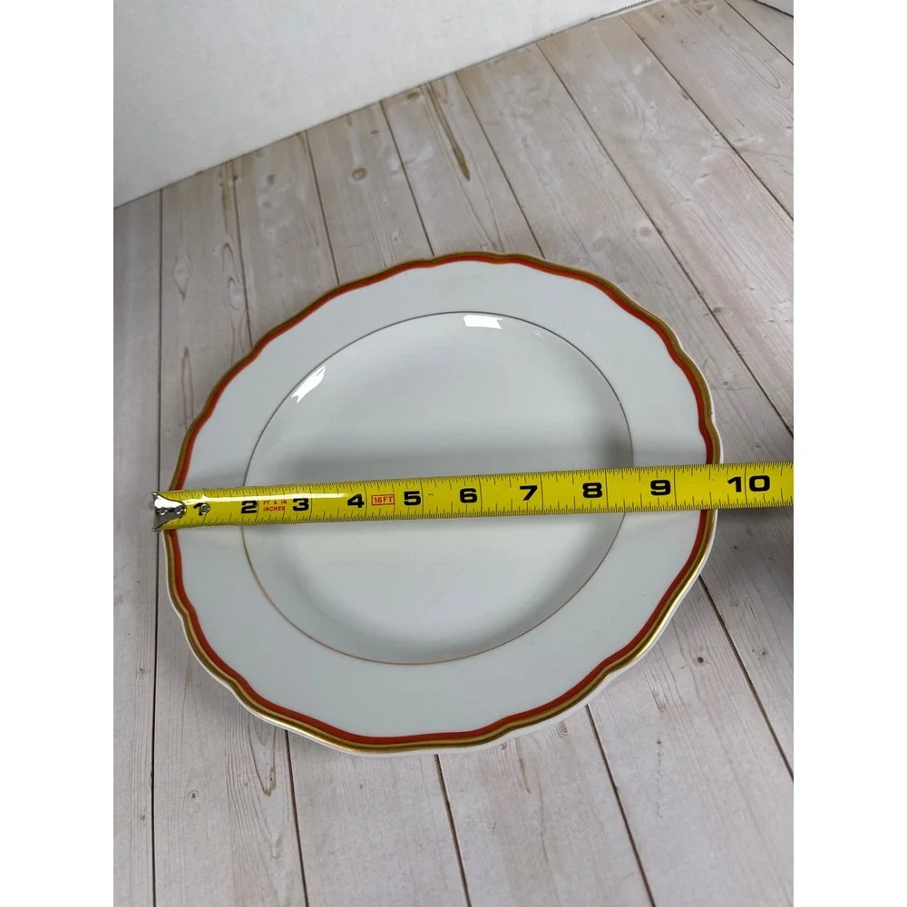Meissen Orange Band Dinner Plate‎ Wide Gold Trim Crossed Swords 9 5/8